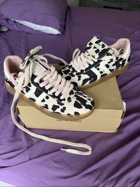 Aldo Cow-Print gum sole Sneakers with Pink Accents - Women
